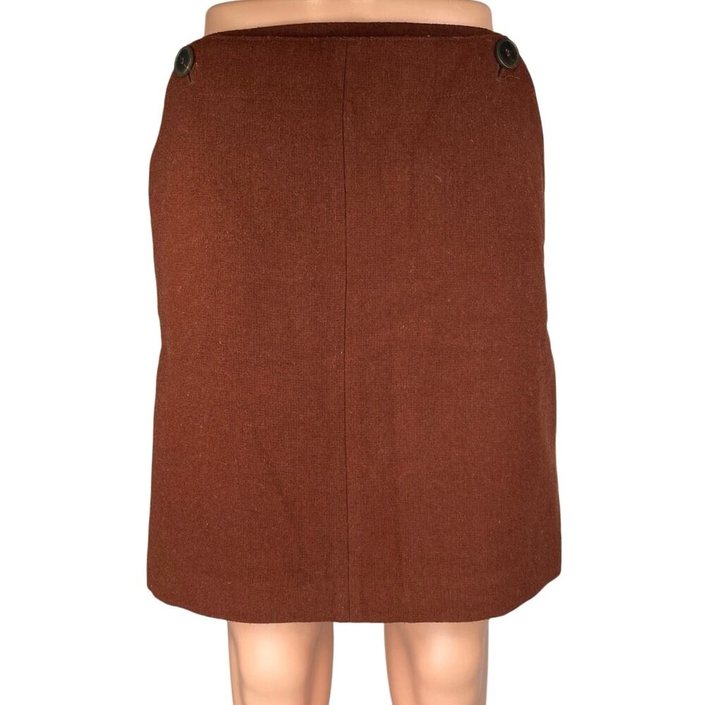 Cynthia Rowley Women's Brown Wool Zipper Knee Length Straight Pencil Skirt Sz 6